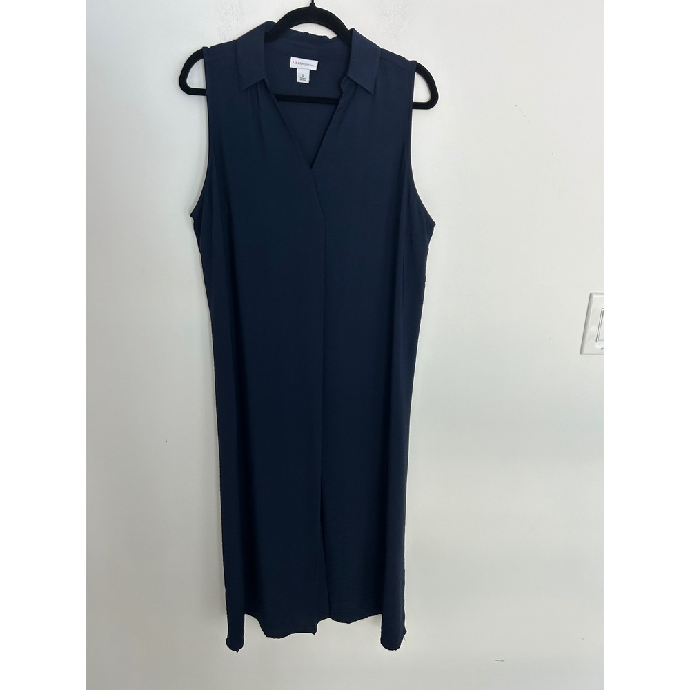 Liz Claiborne Womens Navy Blue Sleeveless V-Neck Midi Sheath Dress Size 12